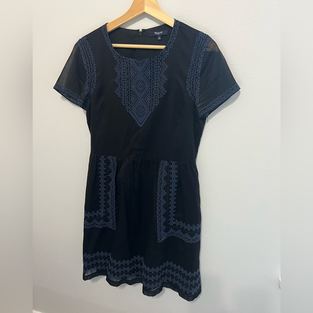 Madewell // Black and Blue Cotton Dress // Size 4
